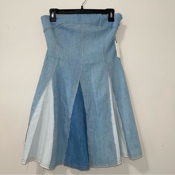 Pilcro Strapless Seamed Denim Mini Dress - Picture 6 of 7